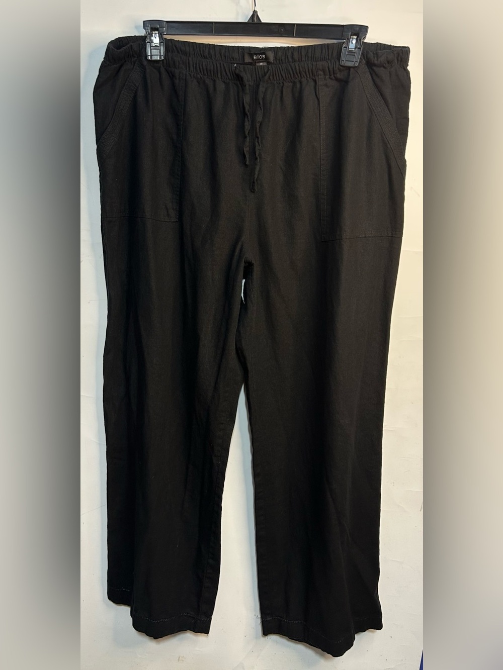 Ellos Black Linen Blend Wide Leg Pants Size 22
